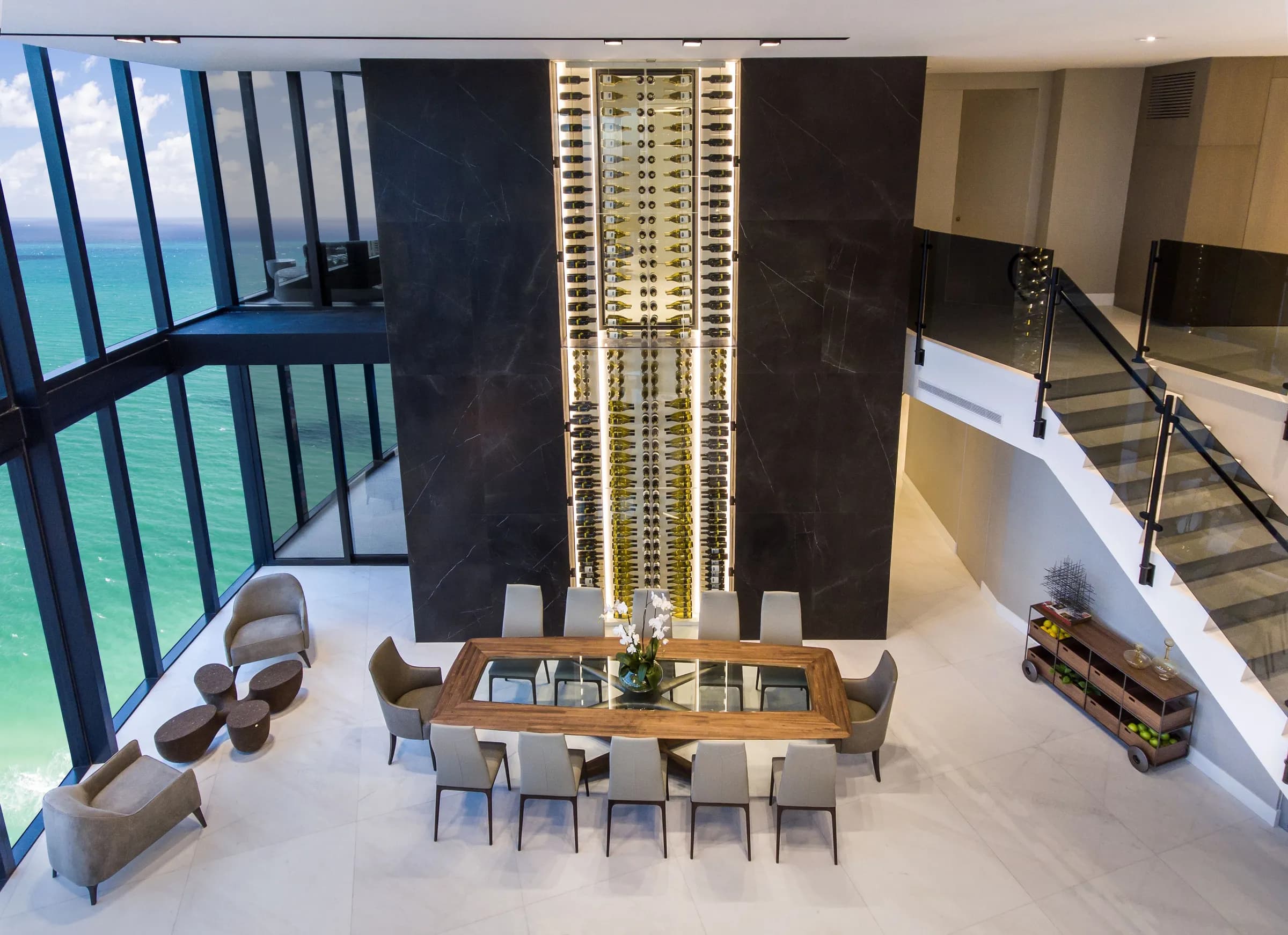 Oceanfront custom wine wall, Miami